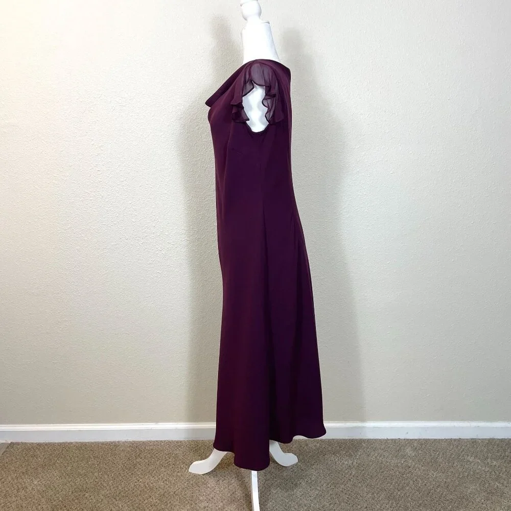 Jones Wear Dress 16 Plum Cowl Neck 90s Y2K Tiered Fairy Whimsi Gown - Picture 3 of 10